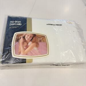 Vintage JCPenney Fashion Manor No Iron Percale Twin Fitted Sheet White NEW